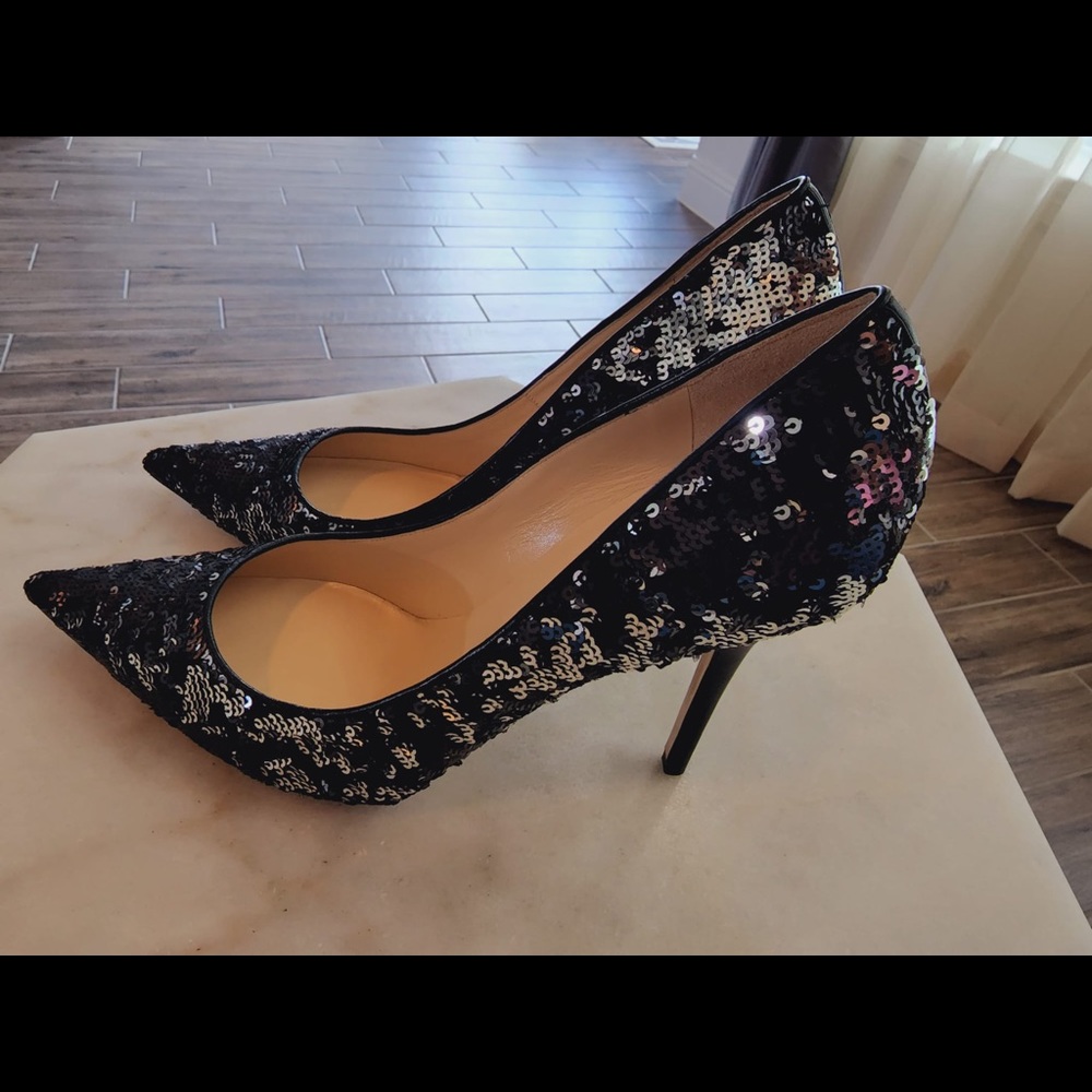 Jimmy Choo Abel black and silver sequin heels size 41.5
